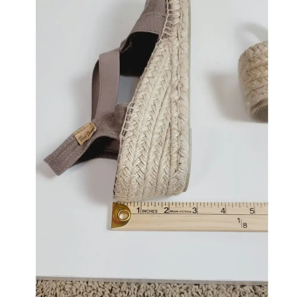 TONI PONS TER Medium Wedge Vegan Espadrilles in Stone, sz 40 EU / 9 US